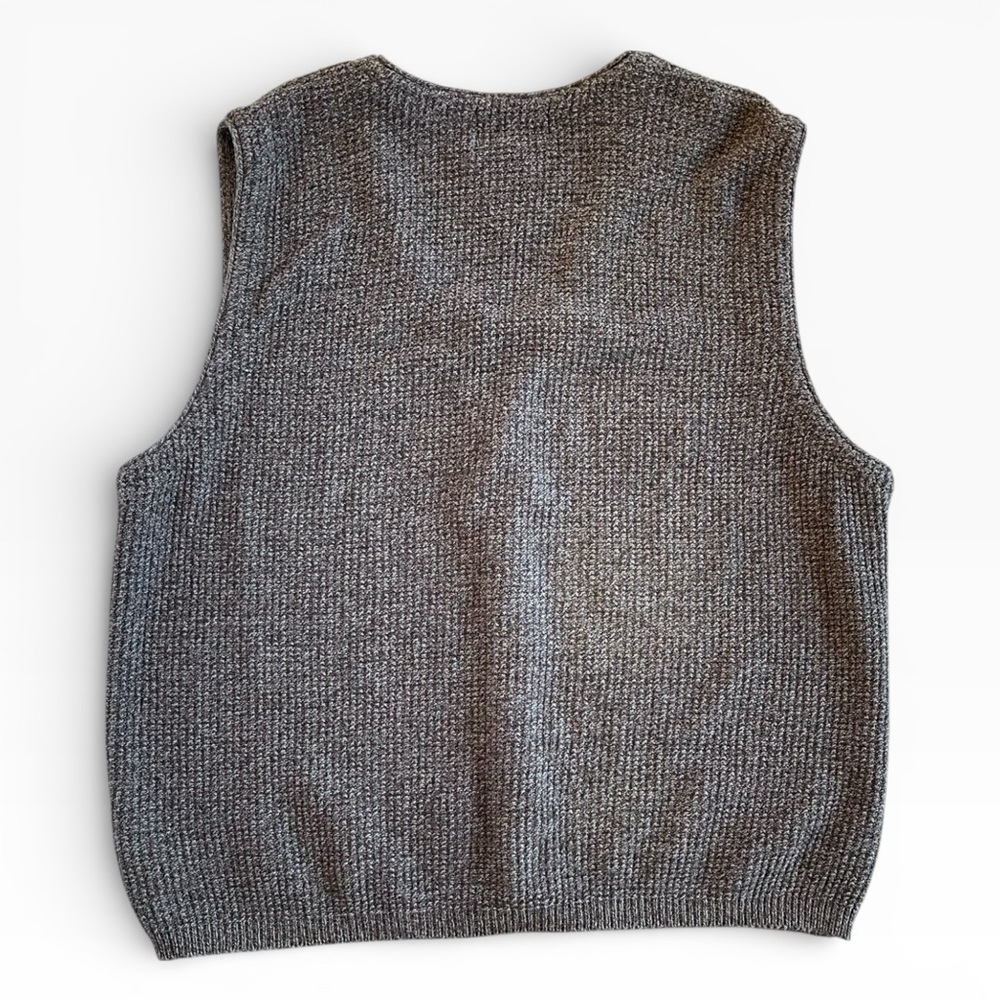Men’s Eddie Bauer Gray Knit Sweater Vest Button Front V-Neck Cotton Large L - Picture 5 of 6